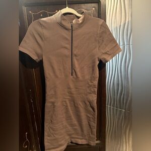 Elegant Brown Short Sleeve Dress